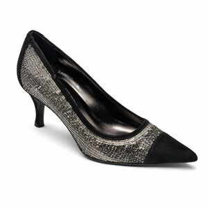 Donald J. Pliner Black & Pewter Embellished Evening Pumps | Size 8.5